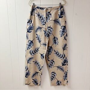 NWOT TALBOTS Linen Blend Tropical Print Pants SZ 12 Lined Coastal Luxury Travel